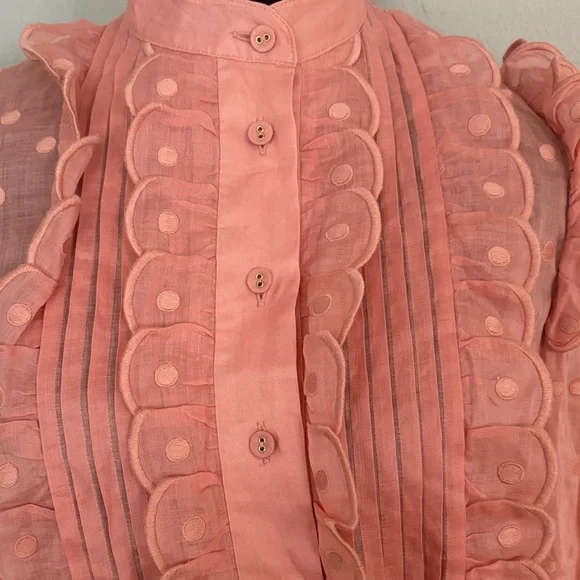 Zimmermann Mae Ruffled Ramie Shirt co NWT AUS 0=US 4 - Picture 8 of 14